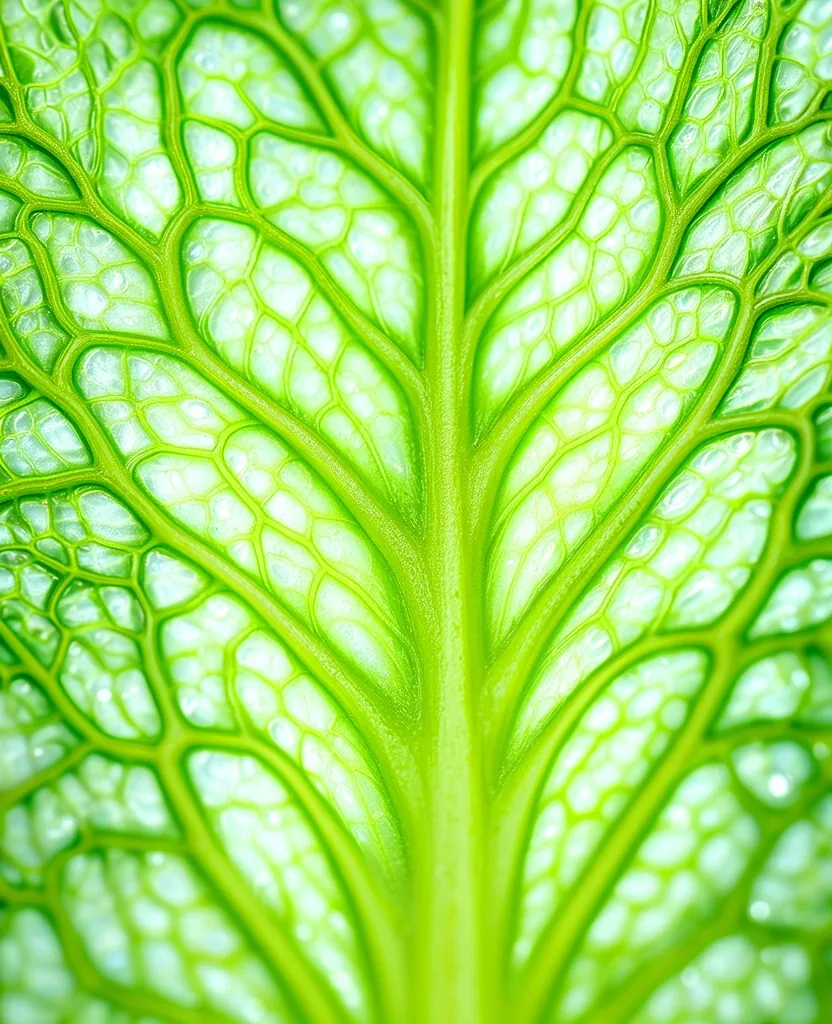 Microestructura de vegetales de hoja verde