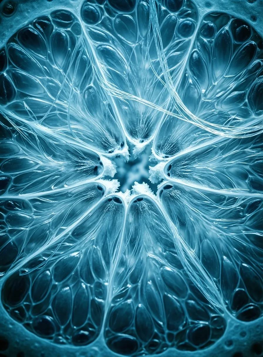 Estructuras de fibra vegetal bajo enfoque microscópico