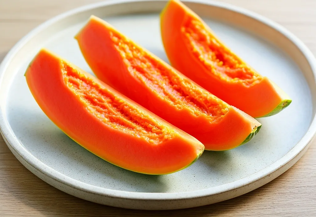 Papaya fresca en cortes